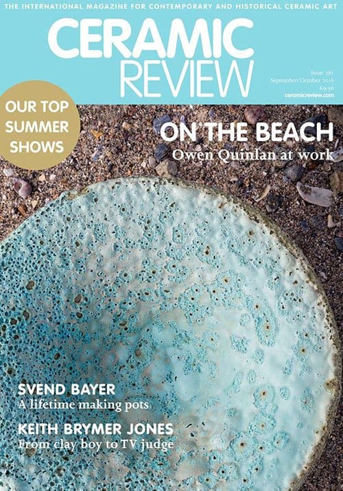 Ceramic Review 9-10/2016. On the Beach - Owen Quinlan at work.
